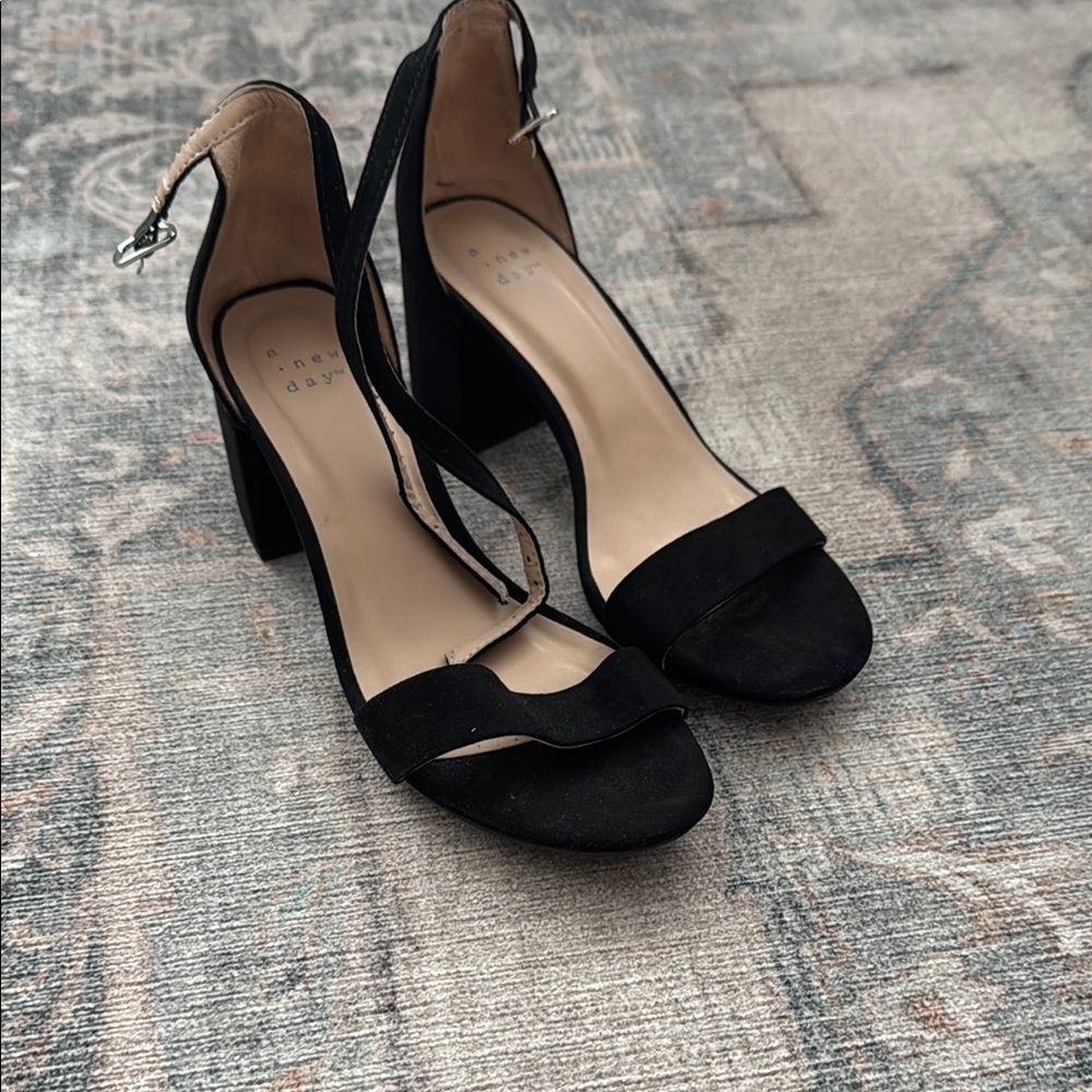 A New Day Black Stiletto Heels with Ankle Strap